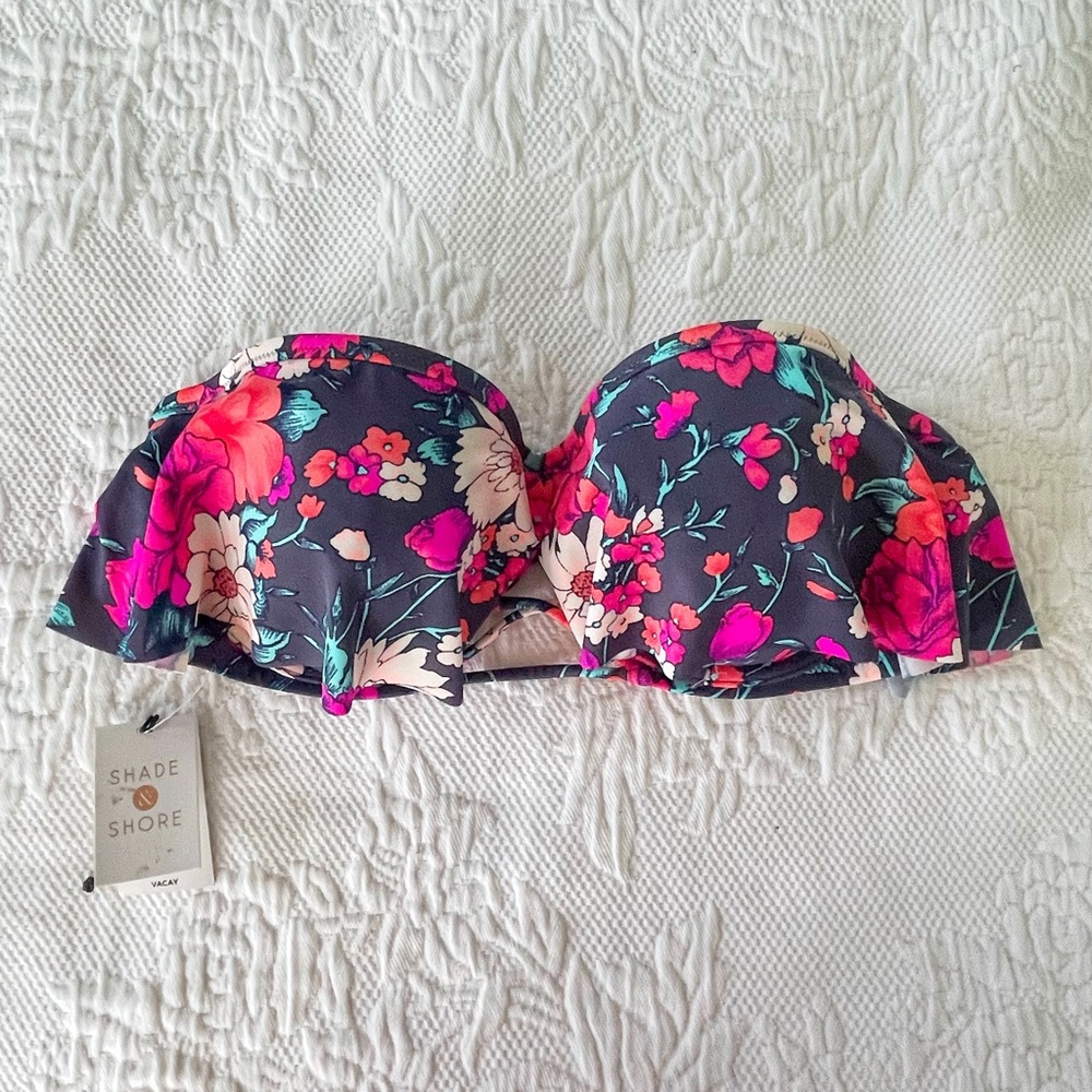 NWT Shade and Shore Floral Light Lift Vacay Bikini Swimsuit Top Size 34D